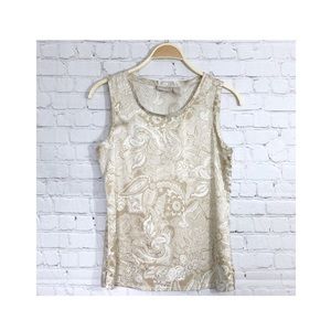 CHICO’S | GOLD & CREAM PAISLEY PRINT TANK